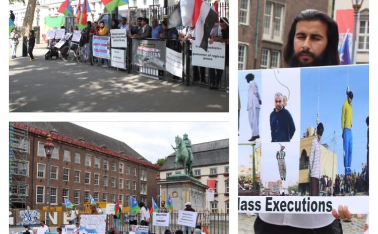  Free Balochistan Movement Germany and UK Branches staged protests in Dusseldorf Germany and London in support of victims of Torture.
