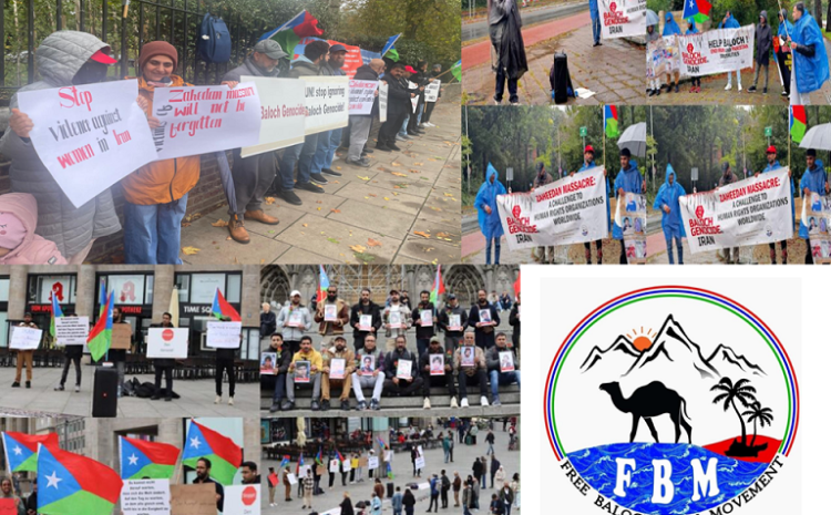  FBM Held Protests Across Europe Commemorating Zahedan Massacre